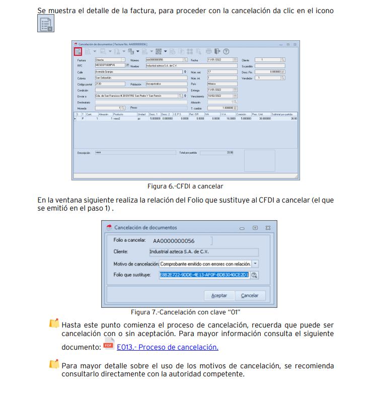proceso de cancelación aspel sae